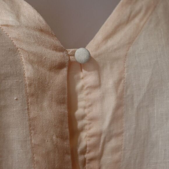 Vince Camuto Large Linen Cropped Tie-Front Blouse - Pastel Peach 100% linen - Picture 8 of 10